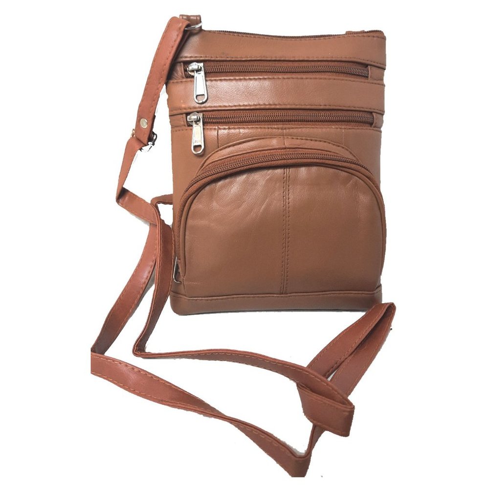 Genuine Lambskin Leather Women's Slim Cross Body Bag Tan#7078